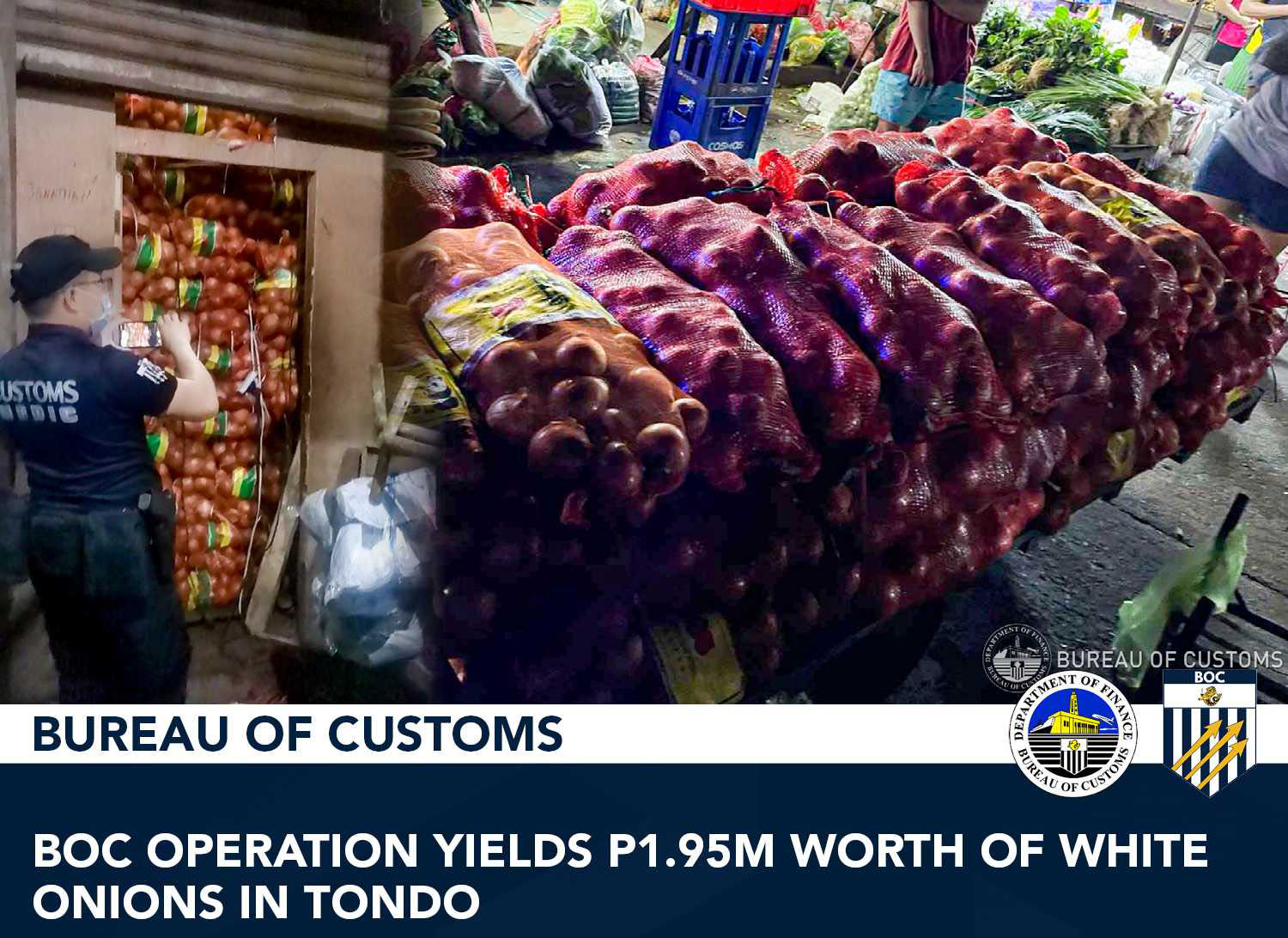 BOC Operation Yields P1.95M worth of White Onions in Tondo