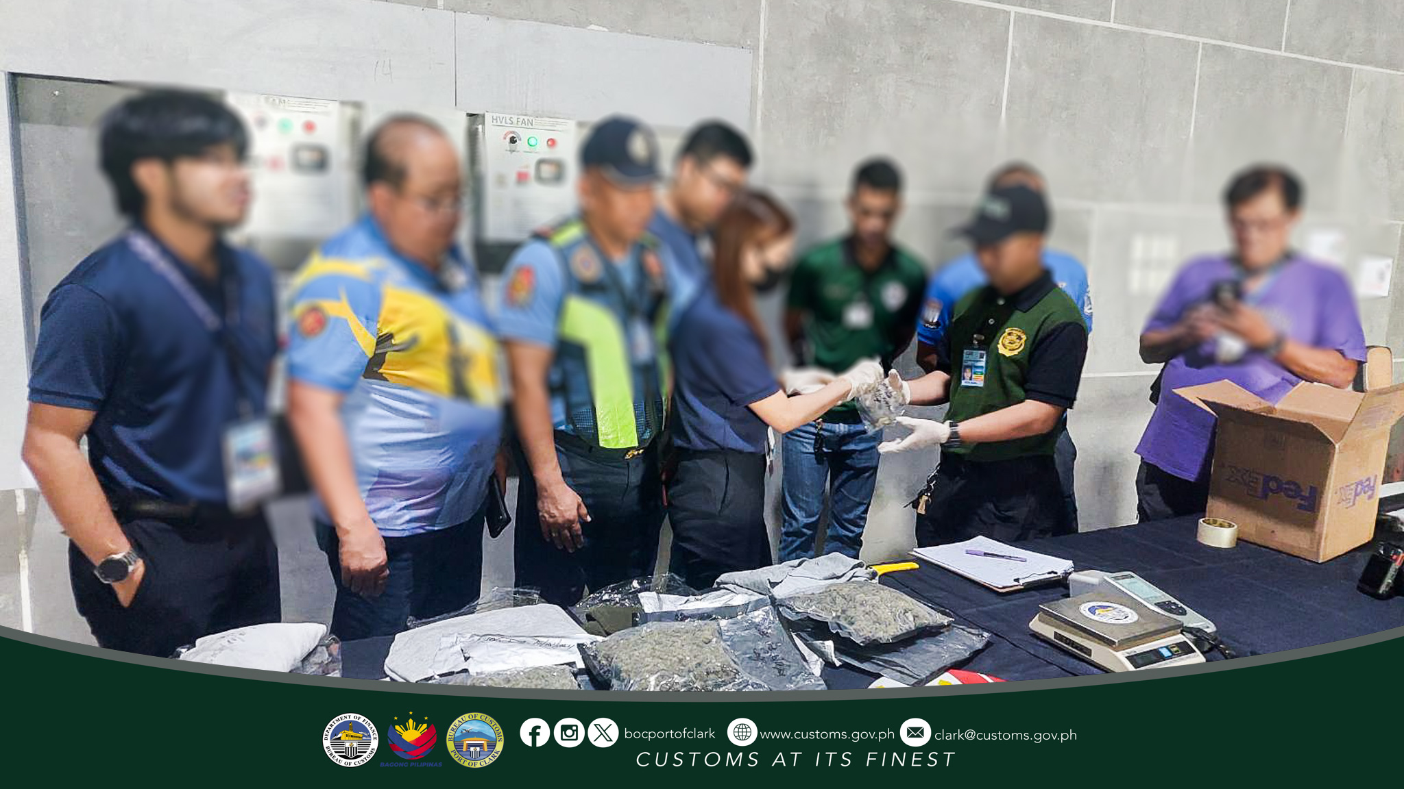 BOC-Clark Seizes PhP1.572 million Worth of High-Grade “Kush” Marijuana Concealed in Garments