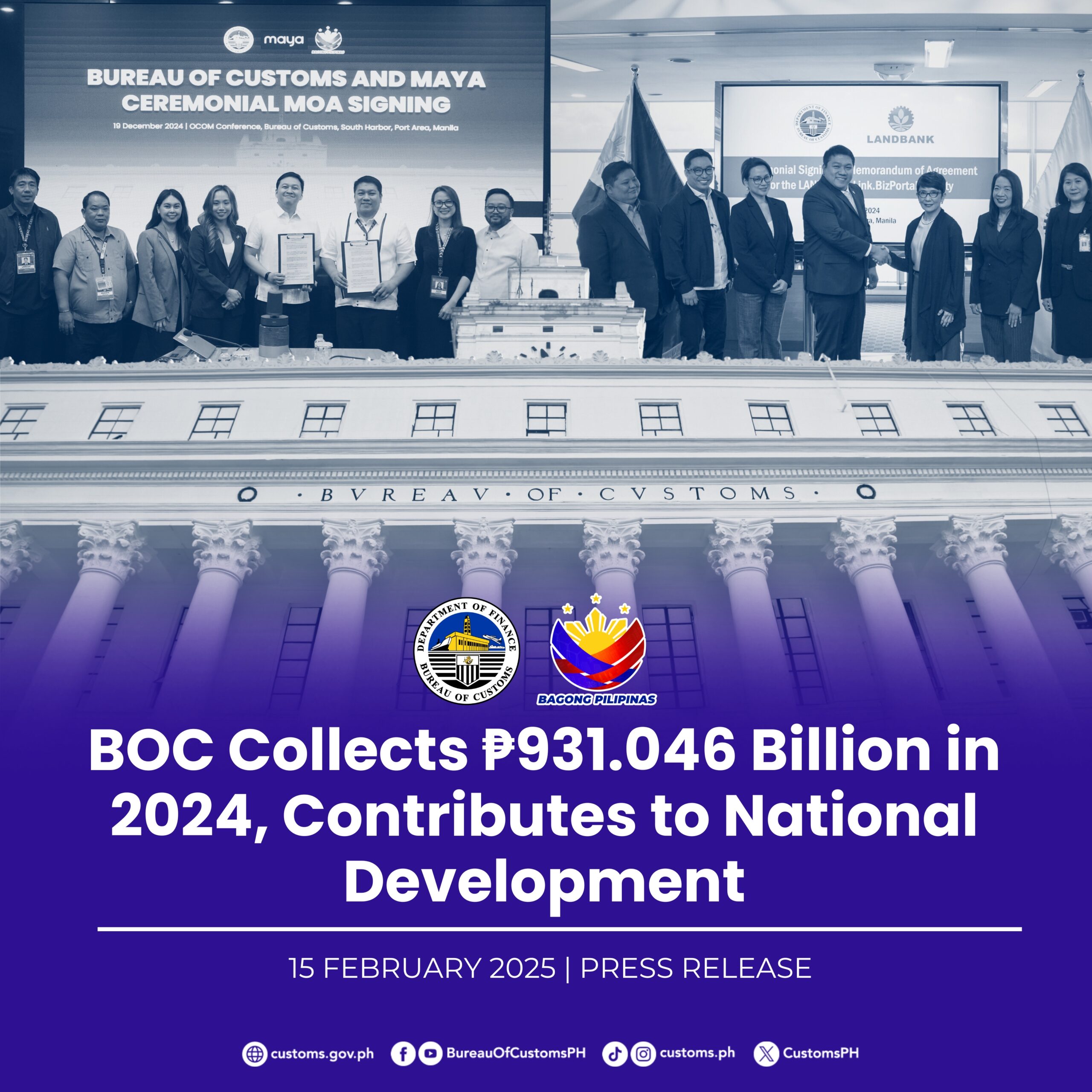 BOC Collects PhP931.046 Billion in 2024, Contributes to National Development